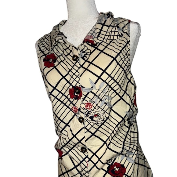 Modcloth Plaid Floral Button-Up Top - Picture 3 of 3